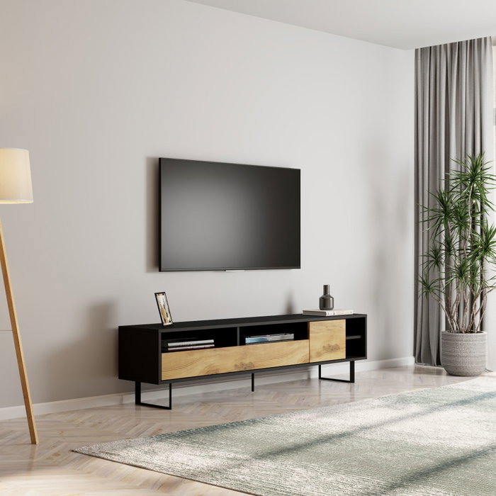 Hanah Home Soporte de TV Luga Negro y Roble